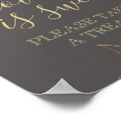 Poster Gris & Or Moderne Floral Sweet Favoriser Table (Coin)