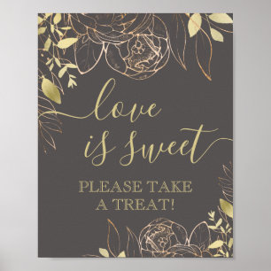 Poster Gris & Or Moderne Floral Sweet Favoriser Table