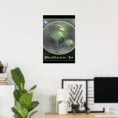 Poster gris OVNI paranormal (Bureau à domicile)