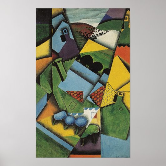 Poster Gris - Paysage Et Maisons À Ceret (Devant)