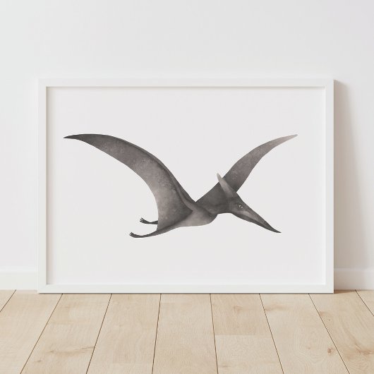 Poster gris Pteradactyl Dinosaur Imprimer