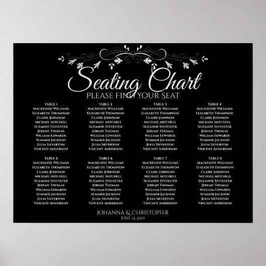 Poster Gris simple à 8 tables sur le Mariage noir (Devant)