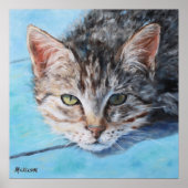 Poster Gris Tan Tabby Portrait de chat (Devant)
