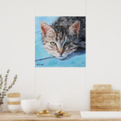 Poster Gris Tan Tabby Portrait de chat (Cuisine)