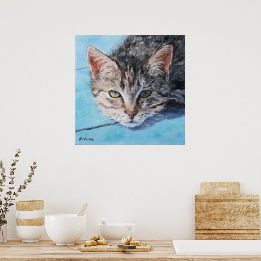 Poster Gris Tan Tabby Portrait de chat (Cuisine)