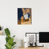 Poster Gris - Tasse de café et verre sur une table (Bureau à domicile)