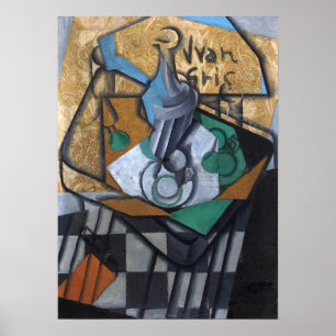 Poster Gris - Tasses à carafe et verres