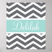 Gris turquoise Chevron personnalisé