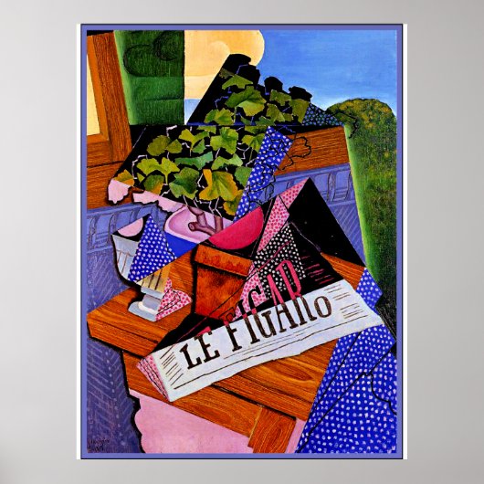 Poster Gris - Un pot de Geraniums (Devant)