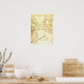 Poster Gris - Une rue à Montmartre (Cuisine)