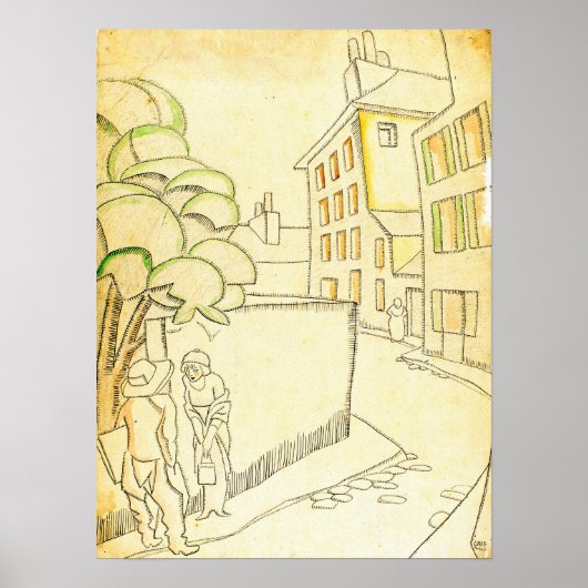 Poster Gris - Une rue à Montmartre (Devant)