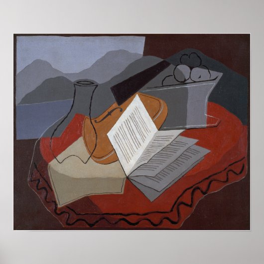 Poster Gris - Violon devant une fenêtre ouverte 1926 (Devant)