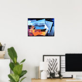 Poster Gris - Vue sur la baie (Bureau à domicile)
