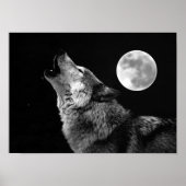 Poster Gris Wolf & Moon Imprimer (Devant)