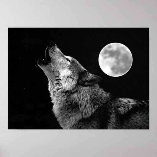 Poster Gris Wolf & Moon Imprimer (Devant)