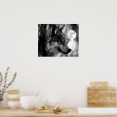 Poster Gris Wolf & Moon Imprimer (Cuisine)
