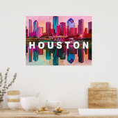 Poster Grisaille de l'horizon de Houston (Cuisine)