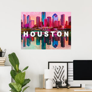 Poster Grisaille de l'horizon de Houston