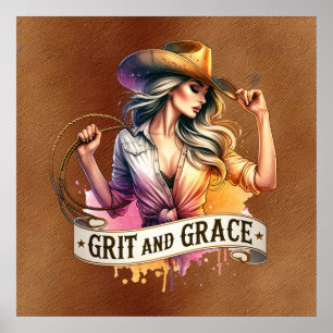 Poster Grit de cowgirl occidentale