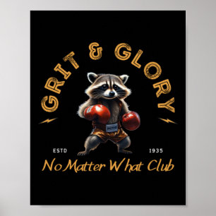 Poster Grit Glory Boxe Raccoon - No What Club Sticker