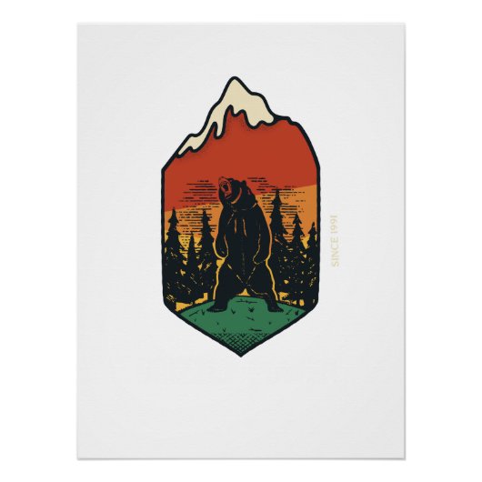 Poster Grizzly Bear Wall Art | Rustic Wilderness Decor (Devant)