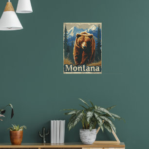 Poster Grizzly de l'ours Brown du Montana