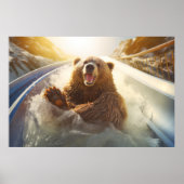 Poster Grizzly Oear Animal Fun Water Slide Happy Time (Devant)
