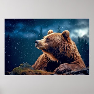 Poster Grizzly Oear Animal Nature Majestic Wild