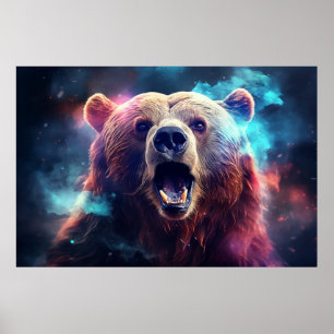 Poster Grizzly Oear Wild Animal Majestic Wilderness Art