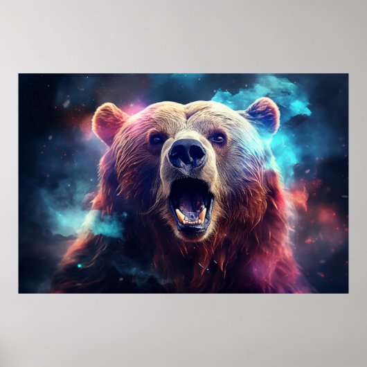 Poster Grizzly Oear Wild Animal Majestic Wilderness Art (Devant)