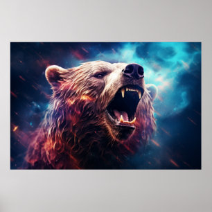 Poster Grizzly Oear Wild Animal Majestic Wilderness Art