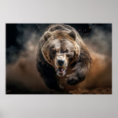 Poster Grizzly Oear Wild Animal Portrait Fierce Power (Devant)