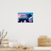 Poster Grizzly Ours Double exposition Animal Nature Extér (Cuisine)