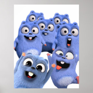 Poster grizzy et lemmings drôle en colère heureux