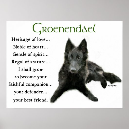 Poster Groenendael Belgique Cheepdog Cadeaux (Devant)