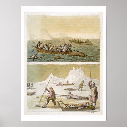 Poster Groenland : Pêche à la baleine et chasse au phoque (Devant)