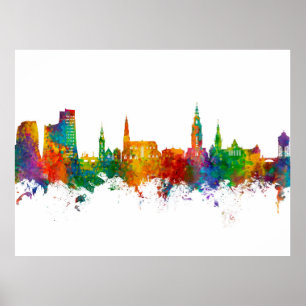 Poster Groningen The Pays-Bas Skyline