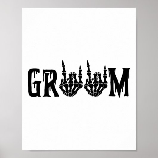 Poster Groom Skeleton mariée main Halloween Mariage Bache (Devant)