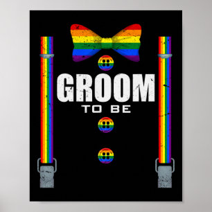 Poster Groom To Be Gay Lgbtq Pride Rainbow Flag Mariage B