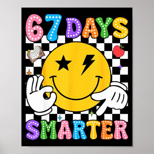 Poster Groovy 67th Day Of School Shirt 67 Days Smarter Te (Devant)