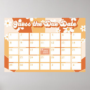 Poster Groovy Baby Retro Sunshine Baby Shower Date Prévue