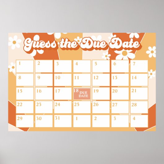 Poster Groovy Baby Retro Sunshine Baby Shower Date Prévue (Devant)