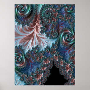 Poster Groovy Coloré Boho Hippie Mandelbrot Art Fractal
