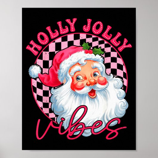 Poster Groovy Cute Santa Claus Christmas Vibes Xmas Women (Devant)