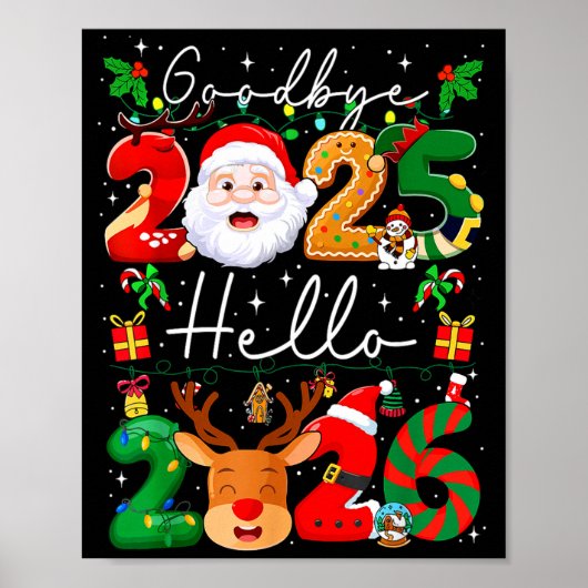Poster Groovy Goodbye 2025 Hello 2026 Happy New Years Eve (Devant)