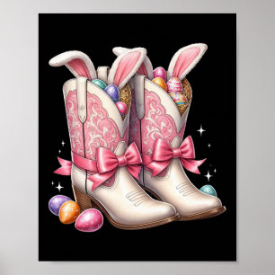 Poster Groovy Jolies Œufs de Pâques Bottes Western Cowboy