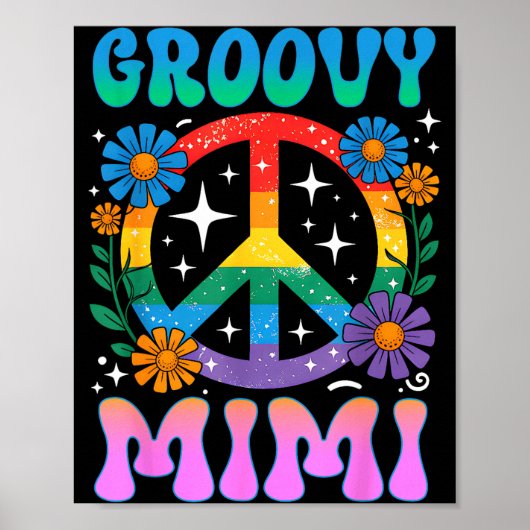Poster Groovy Mimi Floral Hipe Funny Mother's Day Mom Wom (Devant)