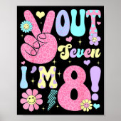 Poster Groovy Peace Out Seven I'm 8 Years Old 8th Birthda (Devant)