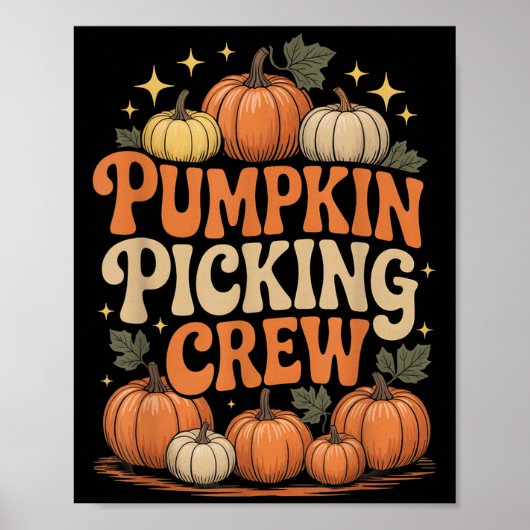 Poster Groovy Pumpkin Cking Crew Matching Family Autumn F (Devant)