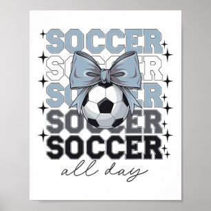 Poster Groovy Soccer Coquette Bow Filles Femmes Football 